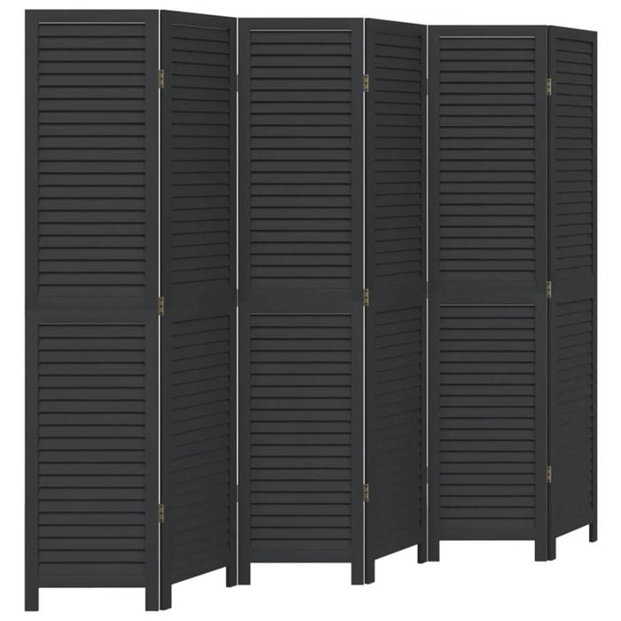 vidaXL Room Divider Privacy Screen Partition 6 Panels Black Paulownia