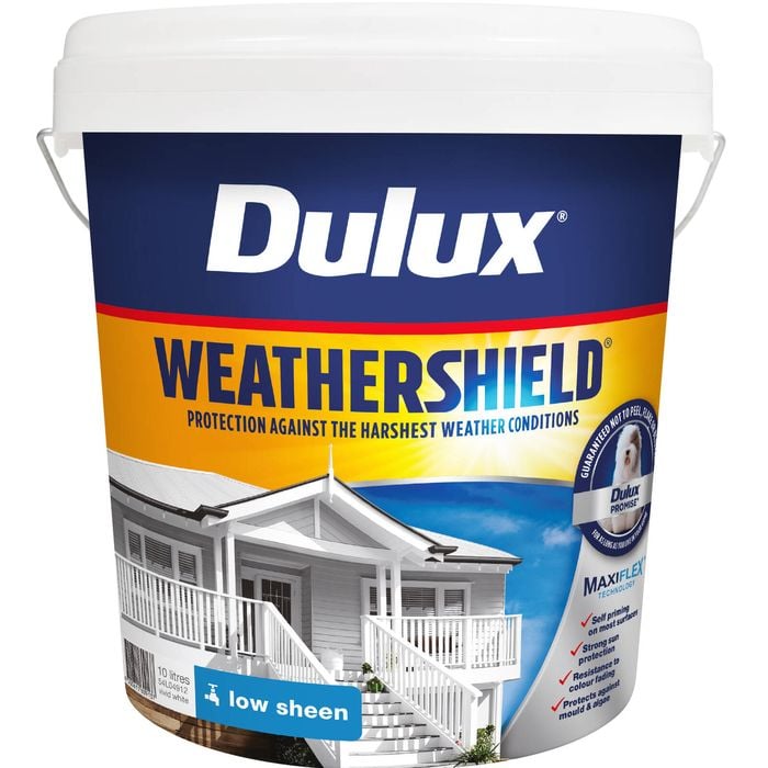Dulux 10L Vivid White Low Sheen Weathershield Exterior Paint