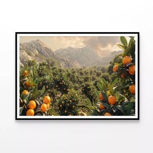 Oranges Growing, Mountain, Sky  Print 100% Australian Made 90x60cm  (Poster)