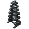 150kg - 6 Pair Hex Rubber Dumbell Weight Set With 5_6p Rack