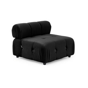 Foret 1pc Armless Seat Modular Extension Lounge Couch Tufted Velvet Sofa Black