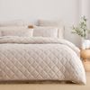 Dreamaker Haven Velvet Quilted Quilt Cover Set Stone King Bed