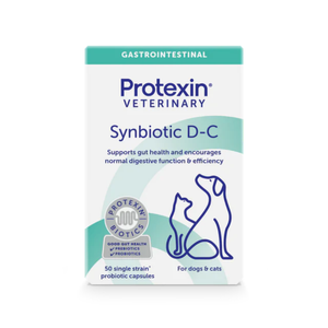 Protexin Veterinary Synbiotic D-C Probiotic and Prebiotic Capsules For Dogs and Cats - 50 Pack