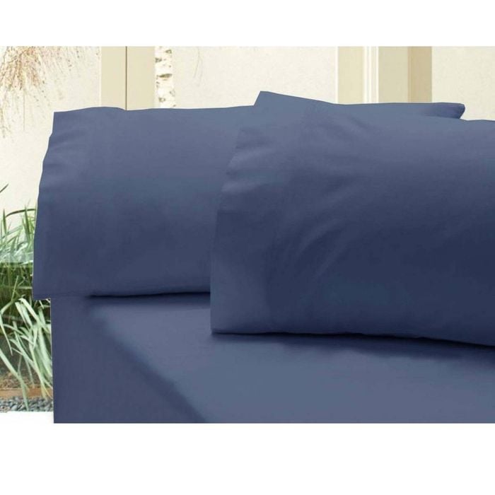 Bloomington Revive 400TC Cotton Sateen Combo Fitted Sheet Set King (No Flat) Indigo