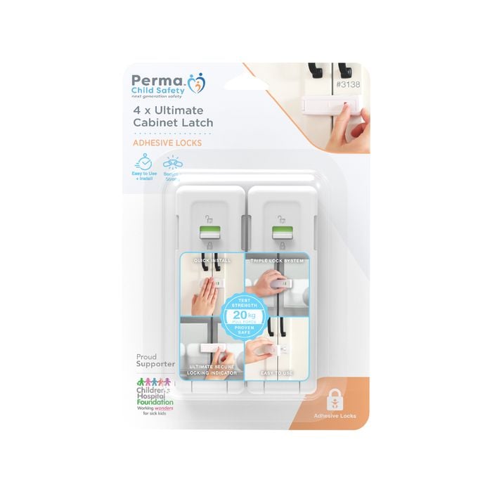 Perma Child Safety Ultimate Cabinet Latch - 4 Pack
