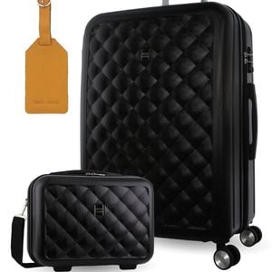 Pierre Cardin Large Hard-shell Suitcase & Mini Beauty Travel Case W/ Tag Black