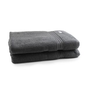 2pc Onkaparinga 90x167cm Cotton Flinders Premium Bath Sheets 600GSM Charcoal