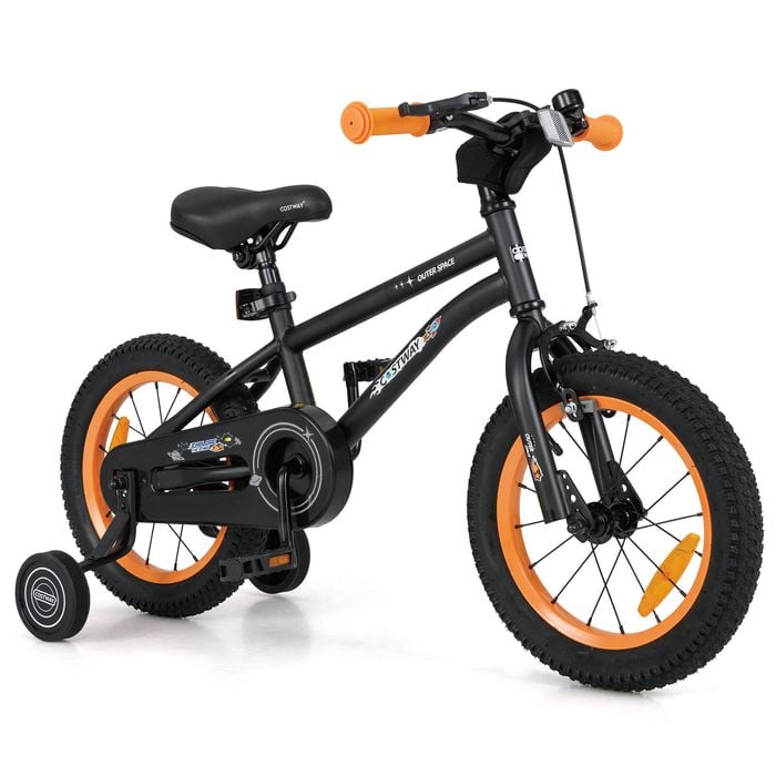 Costway 36cm Kids Bike Adjustable Bicycle W/removable Training Wheels Black