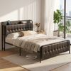 Artiss Double Bed Frame Storage Headboard Charging Station Black