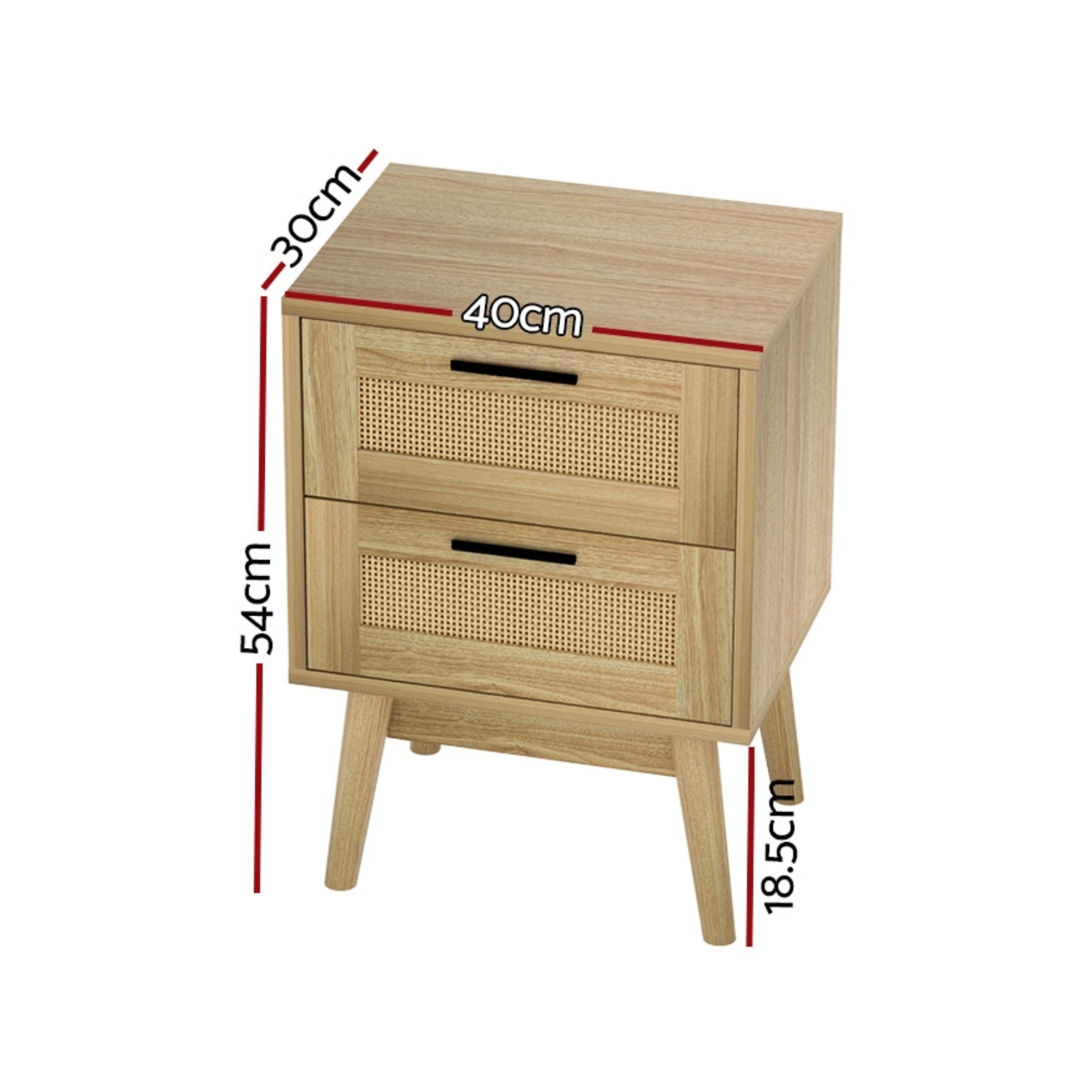 Artiss Bedside Rattan 2 Drawers Side Table Bunnings Australia