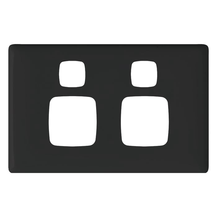 HPM LINEA Double Powerpoint Coverplate - Black
