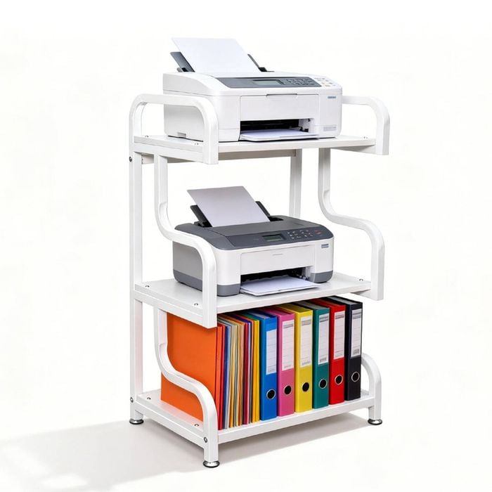 3 Tier Printer Stand Multifunctional Metal Storage Shelf with Top Handle
