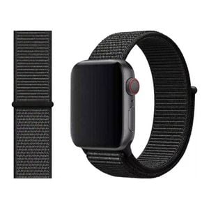 Woven Nylon Sports Watch Band Strap - For Apple iWatch 38mm 40mm 41mm [42mm Series 10] (Black)