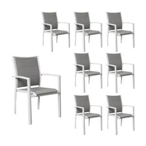 Oro 8pc Set Aluminium Outdoor Dining Chair White