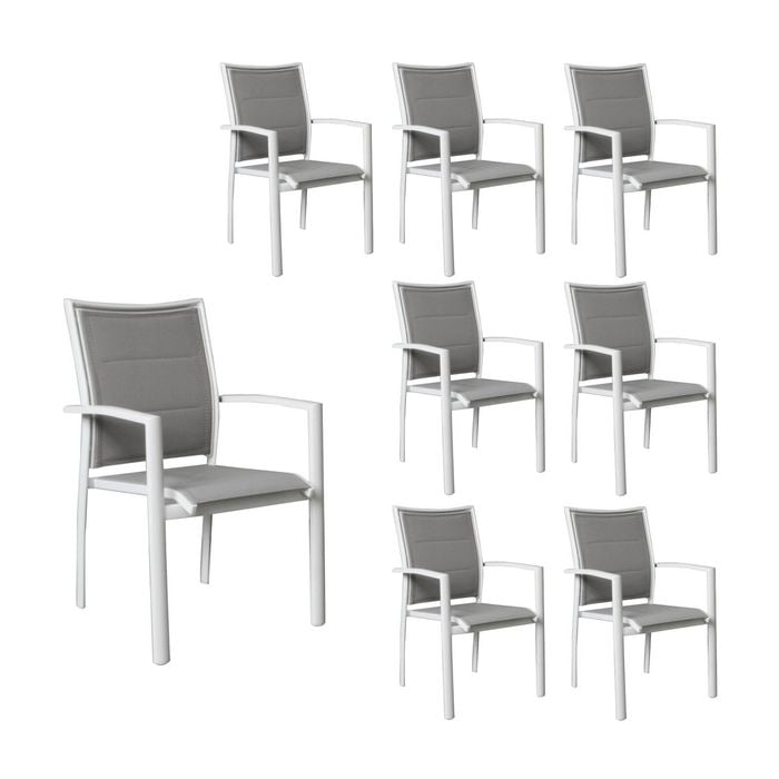 Oro 8pc Set Aluminium Outdoor Dining Chair White