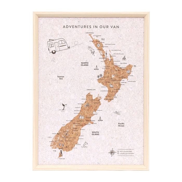 Splosh Caravan New Zealand Desk Map Travel Guide 38x28cm Home Decor