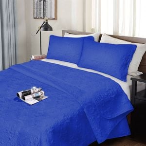 Ramesses 3 Piece Ultrasonic Comforter Set Queen Royal Blue