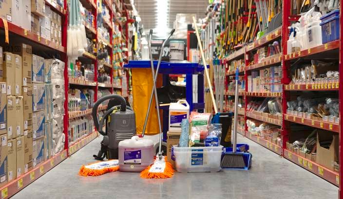 Commercial cleaning products in Bunnings aisle