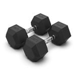 2 Pack of 20kg Dumbell Hex Rubber Coat Iron Dumbells Total 40kg