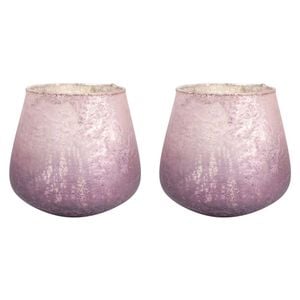 2PK LVD Glass Votive Candle Holder Home Decor 13.5cm Gold/Cranberry