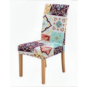 Anyhouz Chair Cover White Floral Print Elastic Slipcover