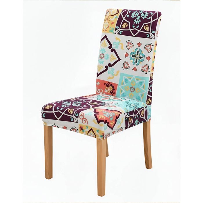 Anyhouz Chair Cover White Floral Print Elastic Slipcover