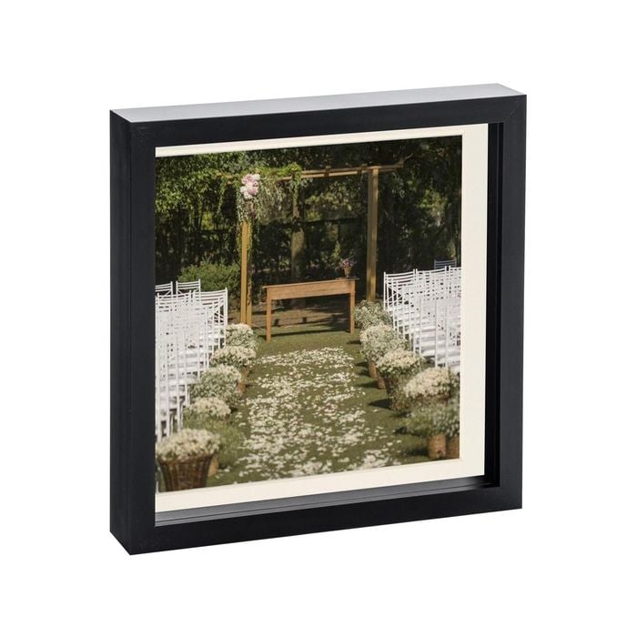 Nicola Spring 10" x 10" Black 3D Box Photo Frame - 8" x 8" Mount