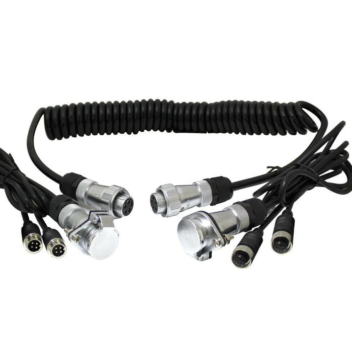 Elinz Heavy Duty Trailer Cable Coil and 4PIN Connectors with 2 AV Inputs