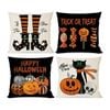 Catzon 4 Pcs Scary Throw Pillow Covers Linen Cushion Case for Decor 40X40cm