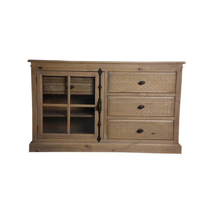 Jade Dresser 5 Chest of Drawers 1 Door Bed Storage Cabinet - Natural