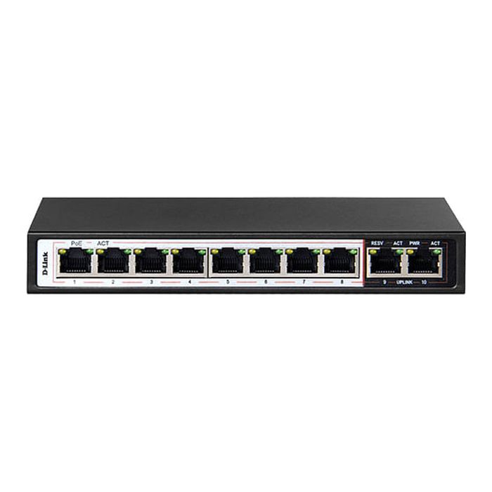 D-Link DES-F1010P-E 10-Port PoE Switch With 8 Long Reach 250m PoE Ports And 2 Uplink Ports