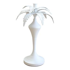 Metal 38.5cm Palm Taper Candle Holder Stand Large Tabletop Display Decor White