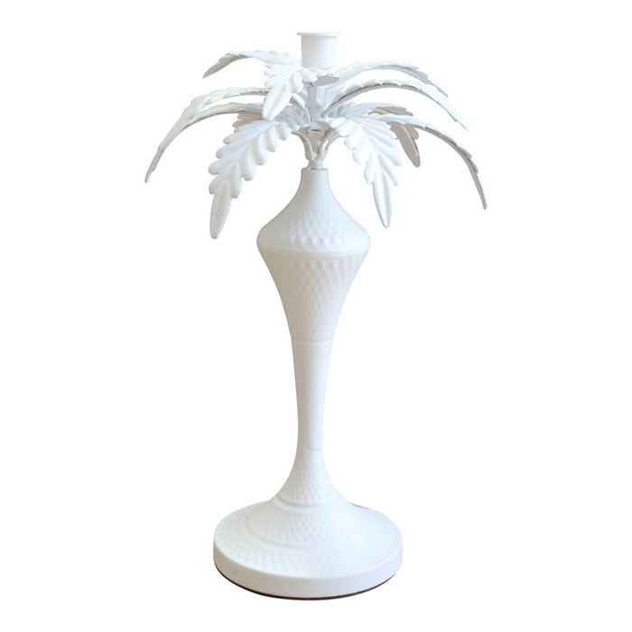 Metal 38.5cm Palm Taper Candle Holder Stand Large Tabletop Display Decor White