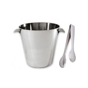 Stainless Steel Wine Bucket + Ice Tongs