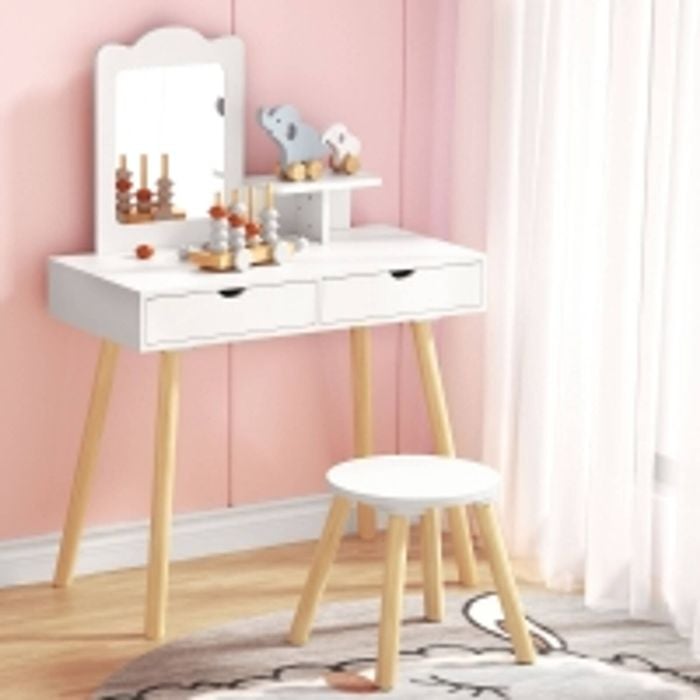 Keezi Kids Dressing Table Vanity M Mirror Drawers