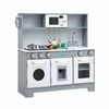 Keezi Wooden Pretend Kitchen Playset With Food Accessories Grey