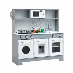 Keezi Wooden Pretend Kitchen Playset With Food Accessories Grey