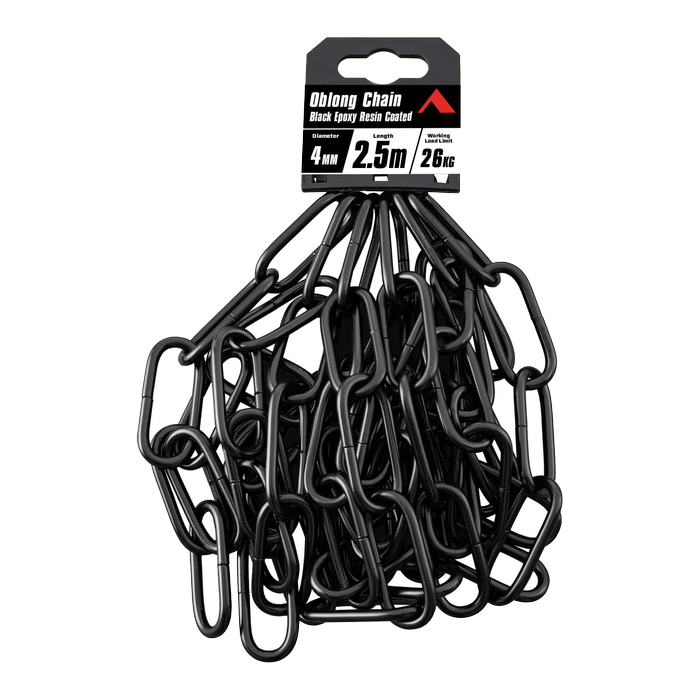 Pinnacle 4mm x 2.5m Black Matt Oblong Chain