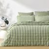 Dreamaker Lola Washed Cotton Yarn Dyed Gingham Quilt Cover Set Olive Super King
