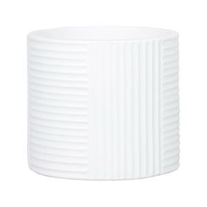 220 x 250mm Ribbed White Round Ceramic Pot