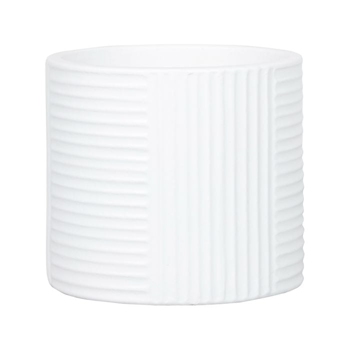 220 x 250mm Ribbed White Round Ceramic Pot