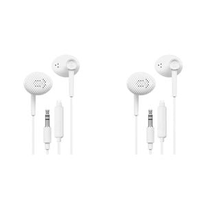 2PK Liquid Ears Everyday 3.5mm Wired Bud Earphones with Mic White
