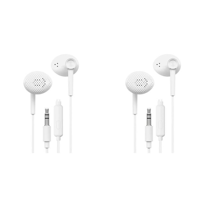 2PK Liquid Ears Everyday 3.5mm Wired Bud Earphones with Mic White