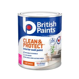 British Paints Extra Bright Low Sheen Clean And Protect Interior Paint - 1L