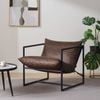 Zinus Premium Aidan Sling Accent Chair Metal Frame Armchair - Cognac Tan Brown