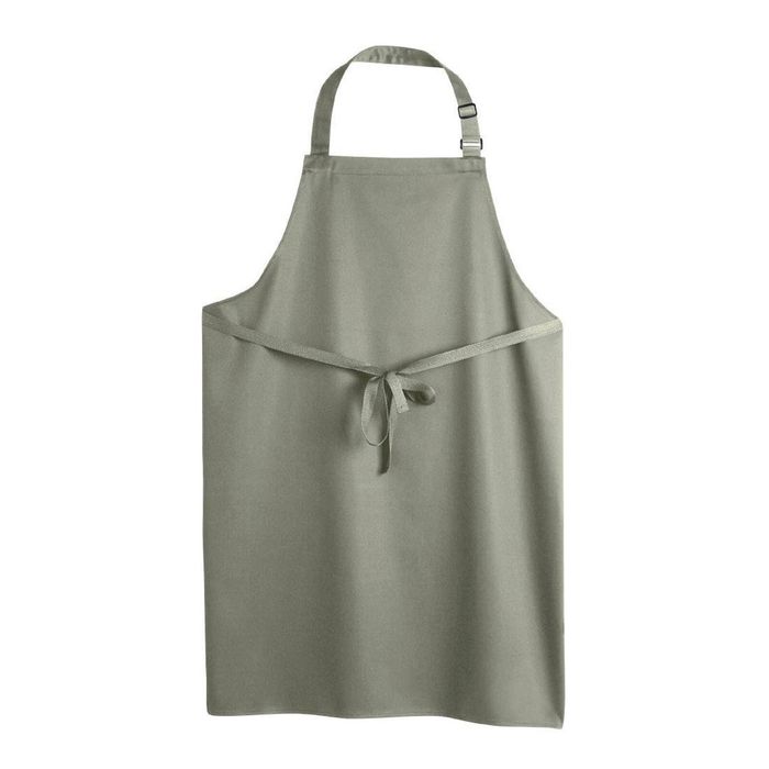 Le Chef Bib Apron Sage Green Kitchen Hospitality Uniform Adjustable Straps 100% Cotton Canvas One Size