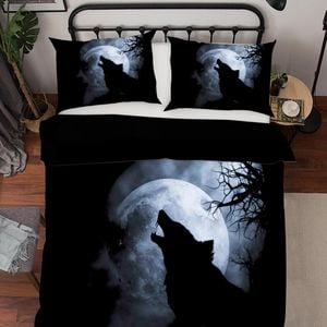 3D Moon Wolf Quilt Cover Set Bedding Set Duvet Cover Pillowcases SF07