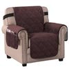 Smarcute 1 Seater Velvet Armchair Sofa Cushion Cover With Non-slip Elastic Straps Brown