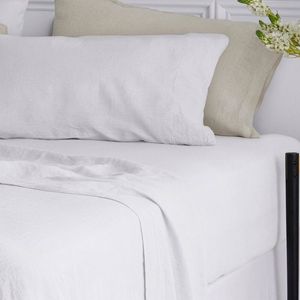 Bedding Co. Fitted Sheet 100% French Flax Linen Breathable White King