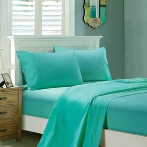 Fabric Fantastic 1000tc Ultra Soft King Size Bed Teal Flat & Fitted Sheet Set